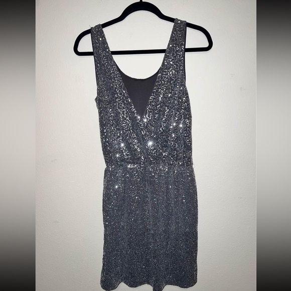 Express Silver and Navy Sequins Dress Size S - Picture 2 of 4